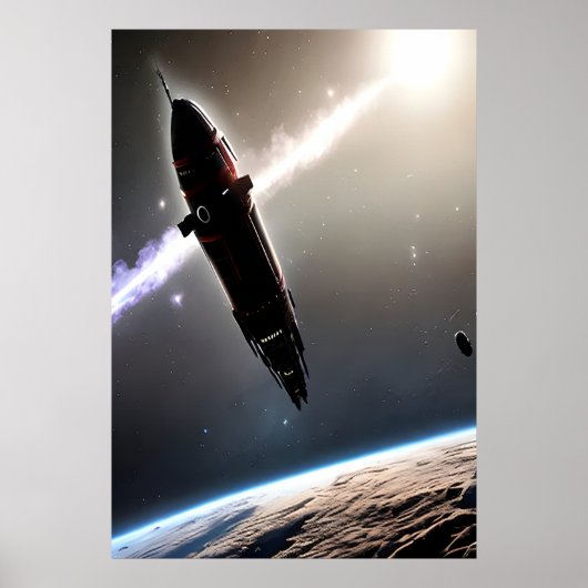 Ruimteschip en planeet | AI Art Poster (Voorkant)