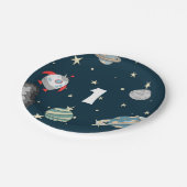 Ruimteschip en planeten eerste geboortelijn papieren bordje (Gekanteld)