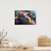 Ruimteschip in de ruimte poster (Keuken)