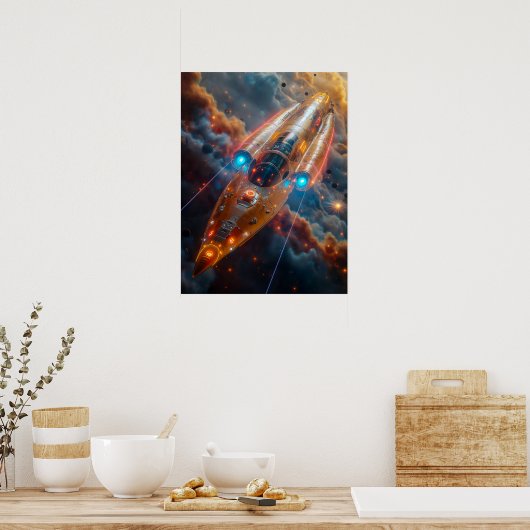 Ruimteschip in de ruimte poster (Keuken)