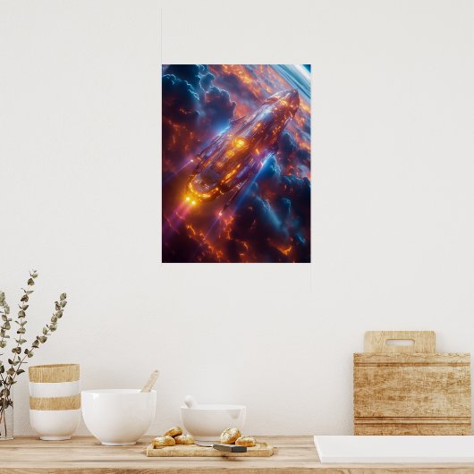 Ruimteschip in de ruimte poster (Keuken)
