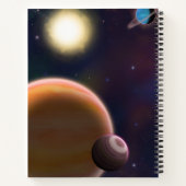 Ruimteschip in de ruimte, zon & planeten spiraal notitieboek (Achterkant)