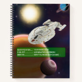 Ruimteschip in de ruimte, zon & planeten spiraal notitieboek (Voorkant)
