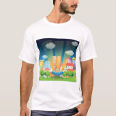 Ruimteschip in de stad Mannen T-shirt (Voorkant)
