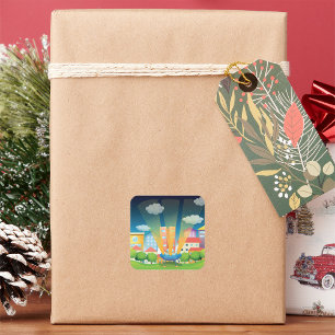 Ruimteschip in de stad Stickers