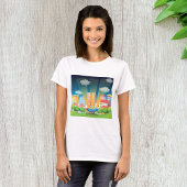 Ruimteschip in de stad Vrouwen T-shirt
