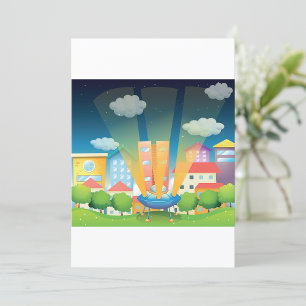 Ruimteschip in de uitnodigingen van de stad