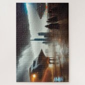 Ruimteschip in Futuristic City Jigzaag Puzzle Legpuzzel (Verticaal)