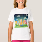 Ruimteschip in het stadmeisje t-shirt (Voorkant)