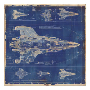 ruimteschip met blauw  diagram foto afdruk