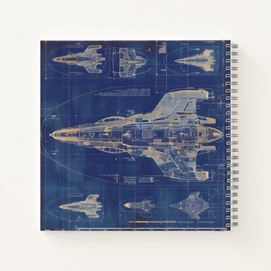 ruimteschip met blauw  diagram notitieboek (Achterkant)