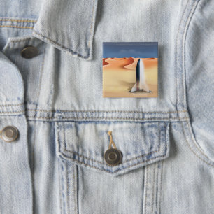 Ruimteschip op de planeet Mars Vierkante Button 5,1 Cm