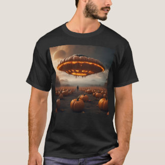 Ruimteschip op planeet Pompoen T-shirt