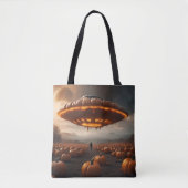 Ruimteschip op planeet Pompoen Tote Bag (Voorkant)