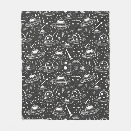 Ruimteschip patroon fleece deken (Voorkant)