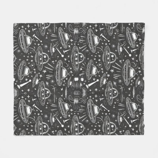 Ruimteschip patroon fleece deken (Voorkant (Horizontaal))