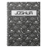 Ruimteschip patroon gepersonaliseerd notitieboek (Voorkant)