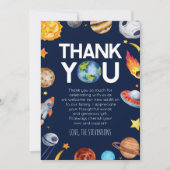 Ruimteschip Planets Baby shower Bedankkaart (Voorkant)