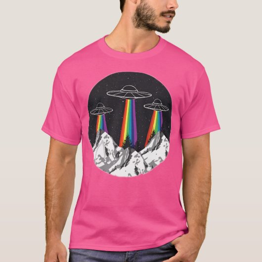 Ruimteschip Rainbow Mountains Aliens T-shirt (Voorkant)