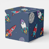 Ruimteschip raket meteor patroon jongens gunst doo bedankdoosjes (Achterkant)