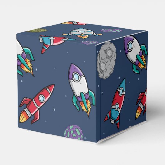 Ruimteschip raket meteor patroon jongens gunst doo bedankdoosjes (Achterkant)