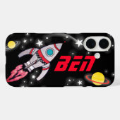 Ruimteschip raket zwart en rood kind Case-Mate iPhone case (Achterkant (horizontaal))