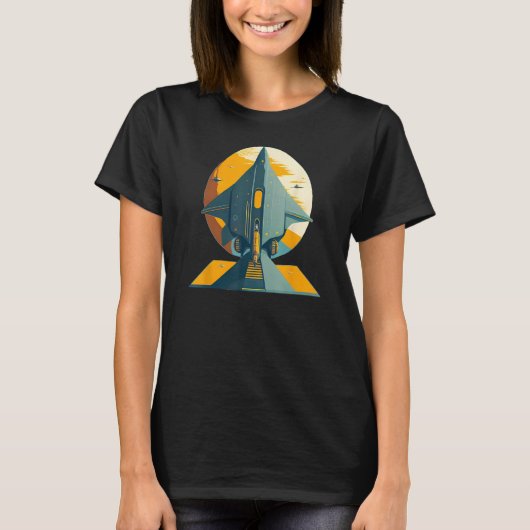 Ruimteschip Retro Spaceship Science Fiction T-shirt (Voorkant)