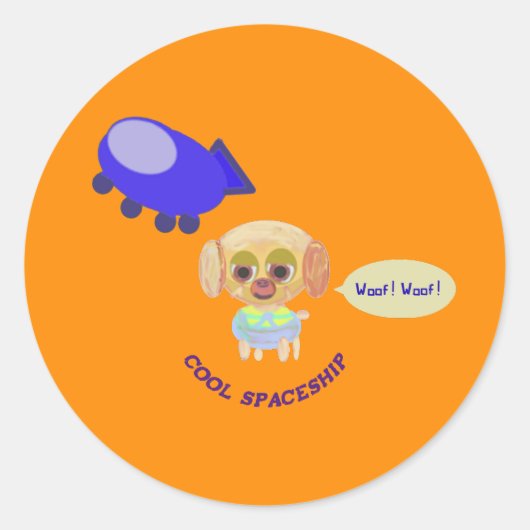 ruimteschip ronde sticker (Voorkant)