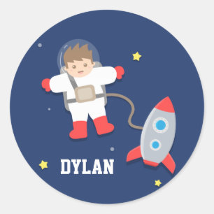 Ruimteschip Ruimte Astronaut Kinderstickers Ronde Sticker