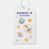 Ruimteschip ruimtevaart thema verjaardagsfeestje n cadeaulabel (Achterkant)