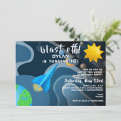 Ruimteschip sterren buitenruimte origami verjaarda kaart (Staand voorkant)