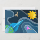 Ruimteschip sterren buitenruimte origami verjaarda kaart (Achterkant)