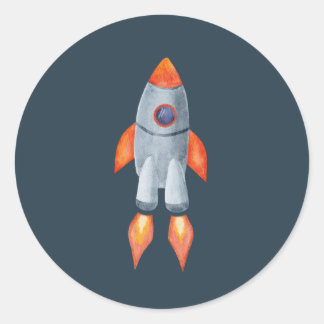 Ruimteschip-Sticker Ronde Sticker