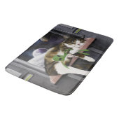 Ruimteschip Tabby Kat Groene Alien Knuffel Sci-Fi Badmat (Gekanteld)