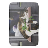 Ruimteschip Tabby Kat Groene Alien Knuffel Sci-Fi Badmat (Voorkant Verticaal)