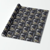 Ruimteschip Tabby Kat Groene Alien Knuffel Sci-Fi Cadeaupapier (Uitgerold)