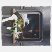 Ruimteschip Tabby Kat Groene Alien Knuffel Sci-Fi Fleece Deken (Voorkant (Horizontaal))