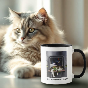 Ruimteschip Tabby Kat Groene Alien Knuffel Sci-Fi Mok