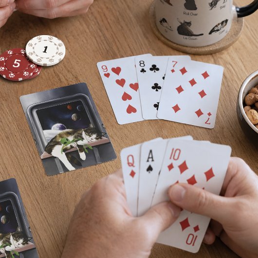 Ruimteschip Tabby Kat Groene Alien Knuffel Sci-Fi Pokerkaarten