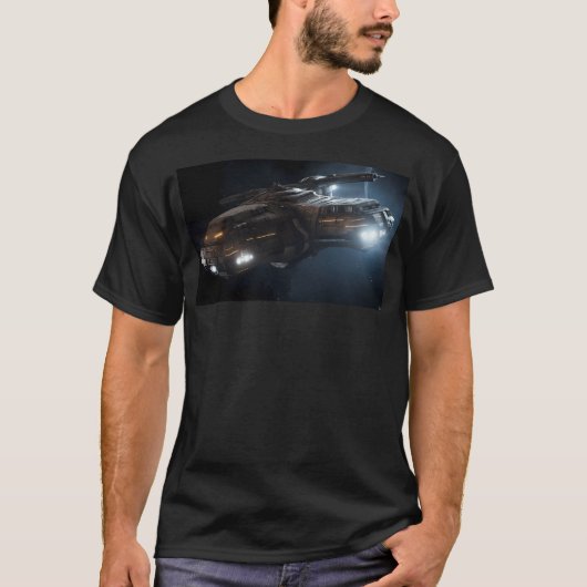 Ruimteschip tegen de sterren t-shirt (Voorkant)