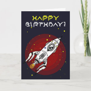 Ruimteschip Theme Happy Birthday Kaart