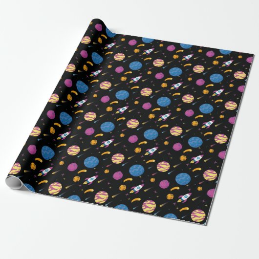 Ruimteschip Traveling Galaxy Pattern Cadeaupapier (Uitgerold)