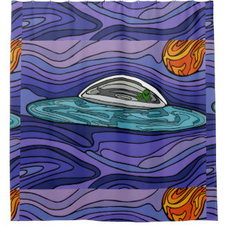 Ruimteschip UFO Alien UAP paranormaal Douchegordijn