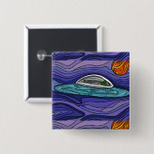 Ruimteschip UFO Alien UAP paranormaal Vierkante Button 5,1 Cm (Voorkant /achterkant)