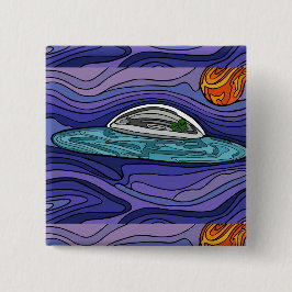 Ruimteschip UFO Alien UAP paranormaal Vierkante Button 5,1 Cm