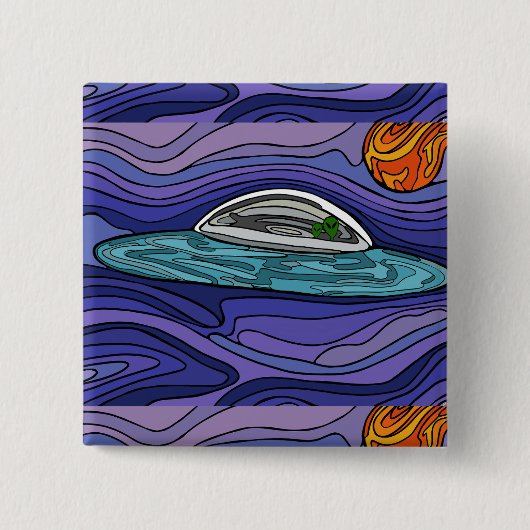 Ruimteschip UFO Alien UAP paranormaal Vierkante Button 5,1 Cm (Voorkant)