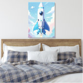 Ruimteschip vliegt in de lucht canvas afdruk (Insitu (Slaapkamer))
