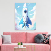 Ruimteschip vliegt in de lucht canvas afdruk (Insitu (Woonkamer))