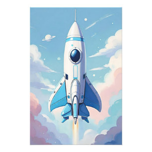 Ruimteschip vliegt in de lucht foto afdruk