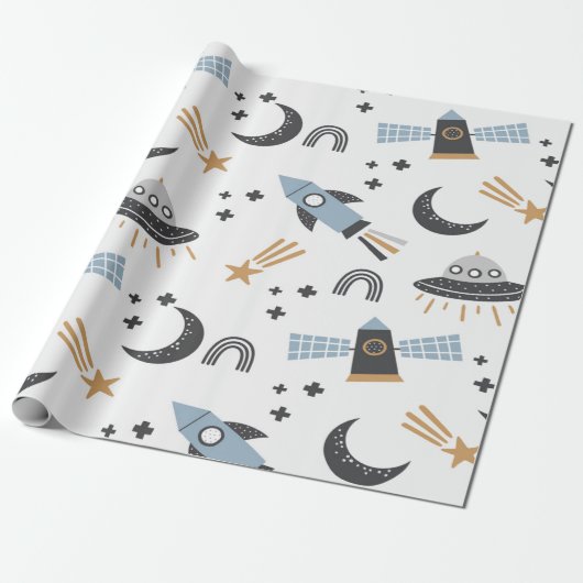 Ruimteschip voor het motoropvulpapier cadeaupapier (Uitgerold)